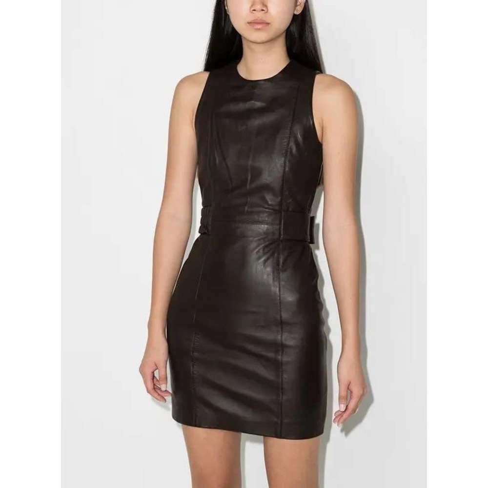 Remain Bloomingdales Genuine Leather Mini Bleted Dress Size 40 / Us 8 Nwt